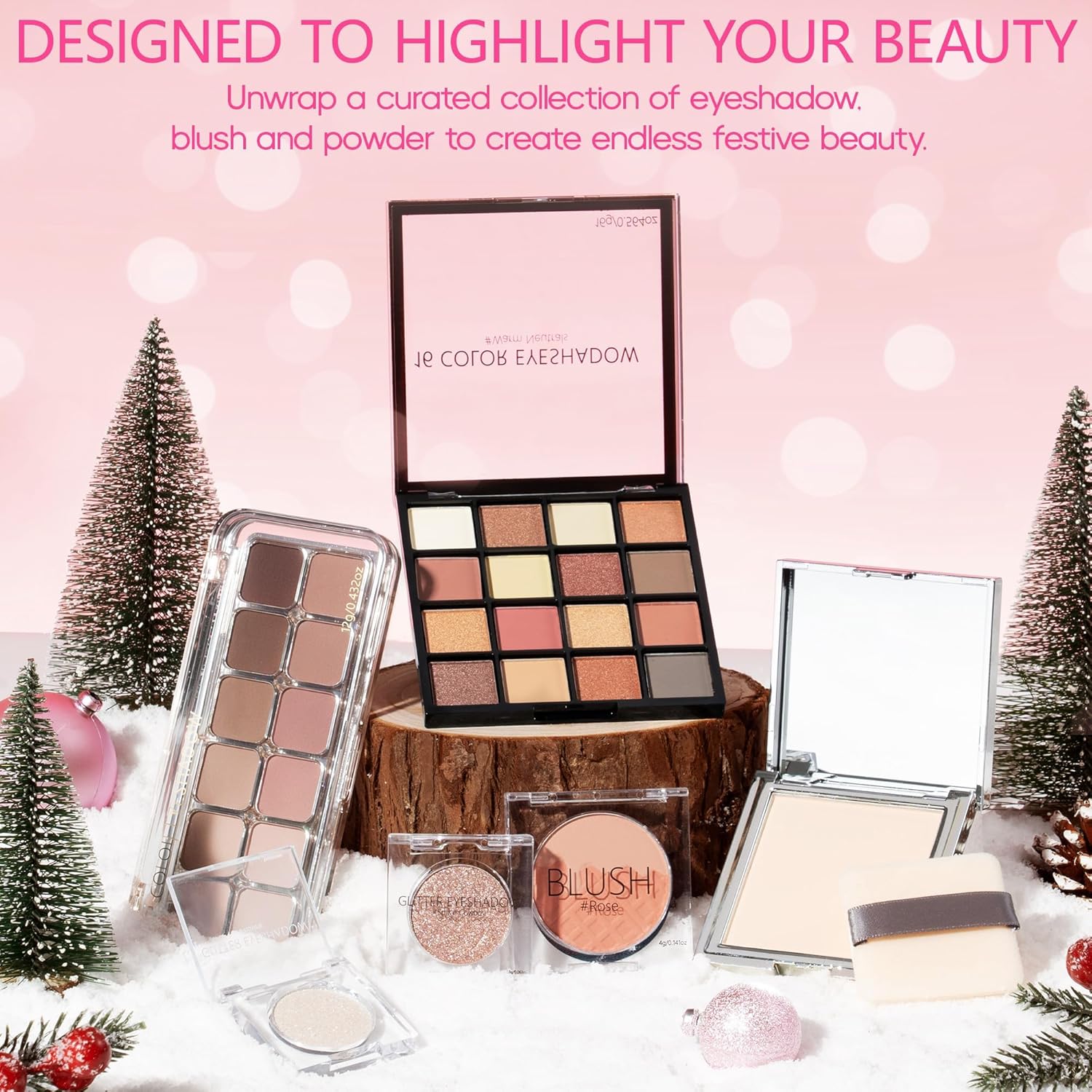 Qinline Makeup Advent Calendar 2025 | 24-Day Christmas Countdown for Women & Teens - Full Face Cosmetic Gift Set