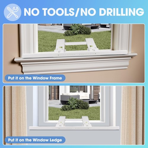 getlstub Air Conditioner Support Bracket, Adjustable Window AC Bracket, No Drilling, Heavy Steel Air Conditioner Stand Fit Most Single and Double-Hung Windows, Hold Up to 220lbs
