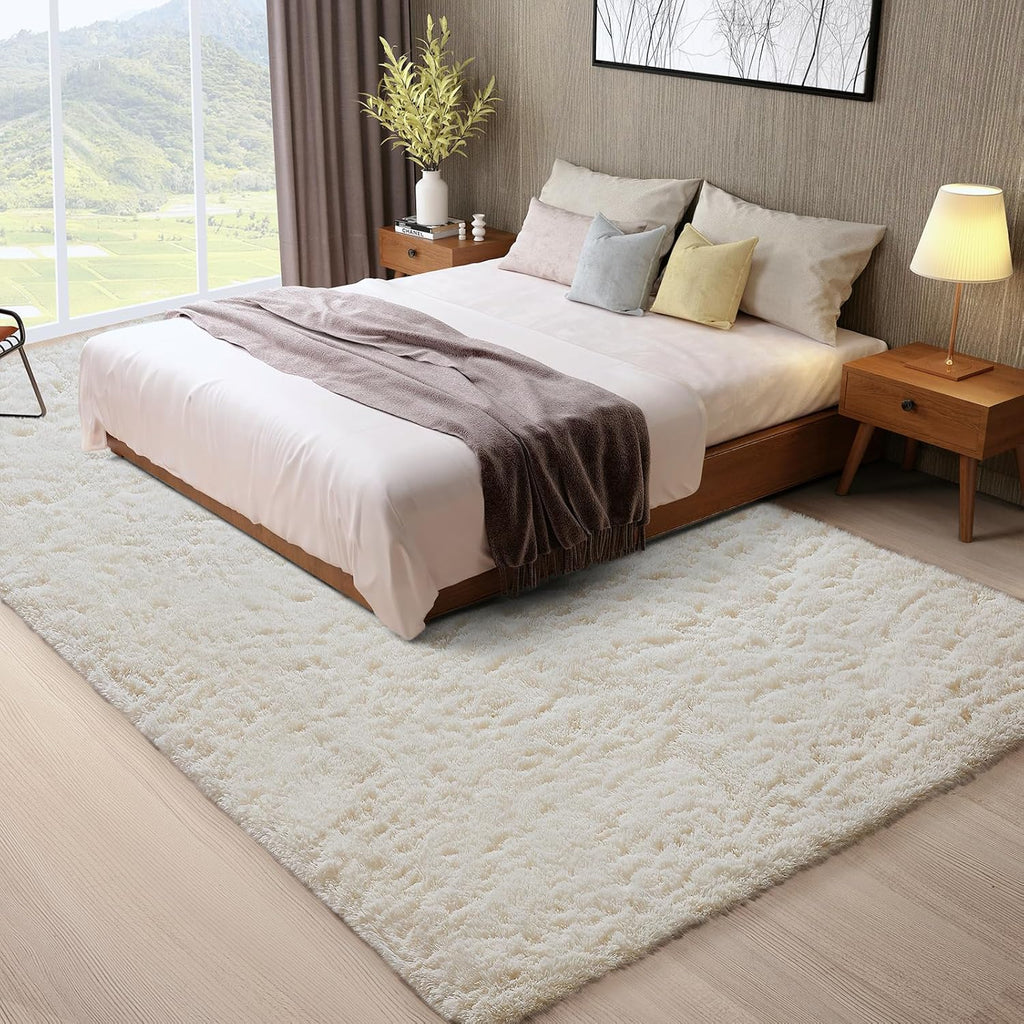 Ophanie Area Rugs - Soft Non-Slip Shag Carpet for Living Room & Nursery | Ivory 8x10 Size