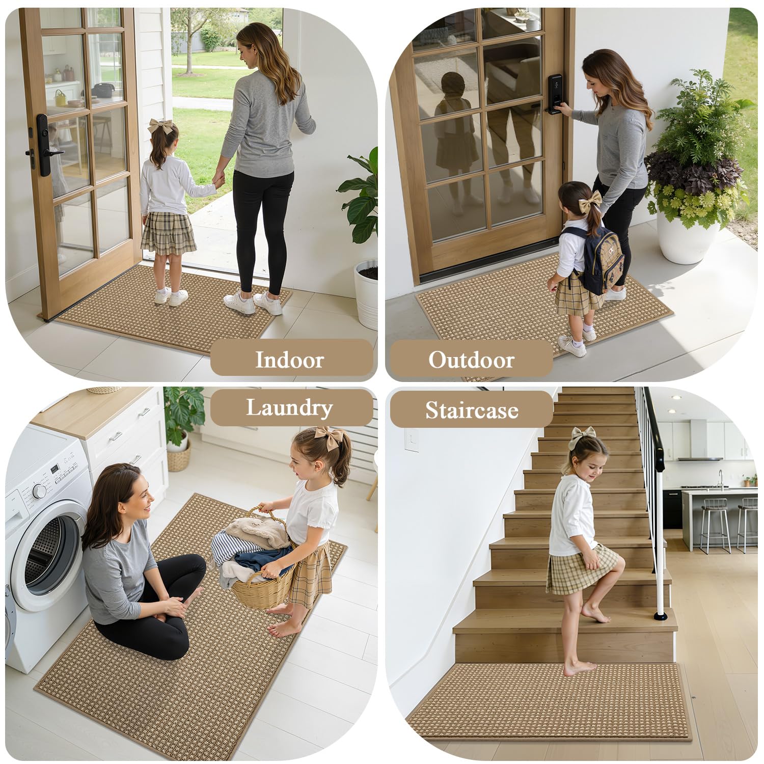 hicorfe Kitchen Runner Rugs,Non Slip Kitchen Mats for Floor-Thick Stain Resistant Kitchen Floor Mat Runner Carpet for Hallways Entryway Laundry Room Washable(48"x32",Brown)