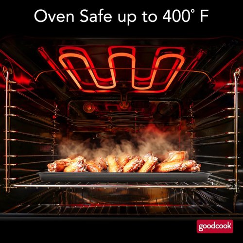 GoodCook Nonstick Carbon Steel Baking Pan & Raised Wire Rack - 15” x 10.5” | Perfect for Pizza, Bacon & More