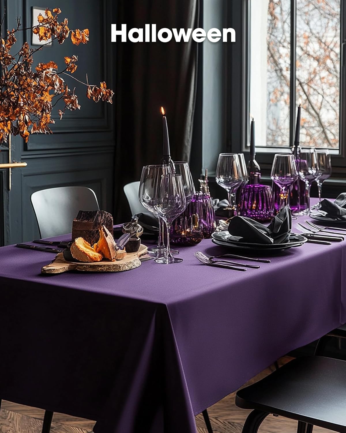 Pureegg Disposable Plastic Table Cloths - Leakproof & Sturdy, 54 x 108 Inch, Purple | 8 Pack for Graduation Party Decorations