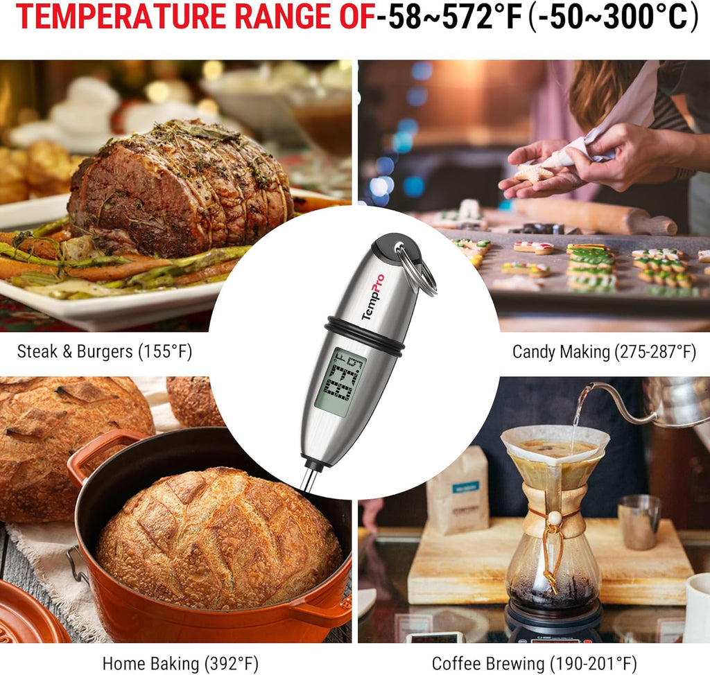 TempPro Digital Food Thermometer - Accurate Cooking & Baking Tool with Long Probe | 2 Pack