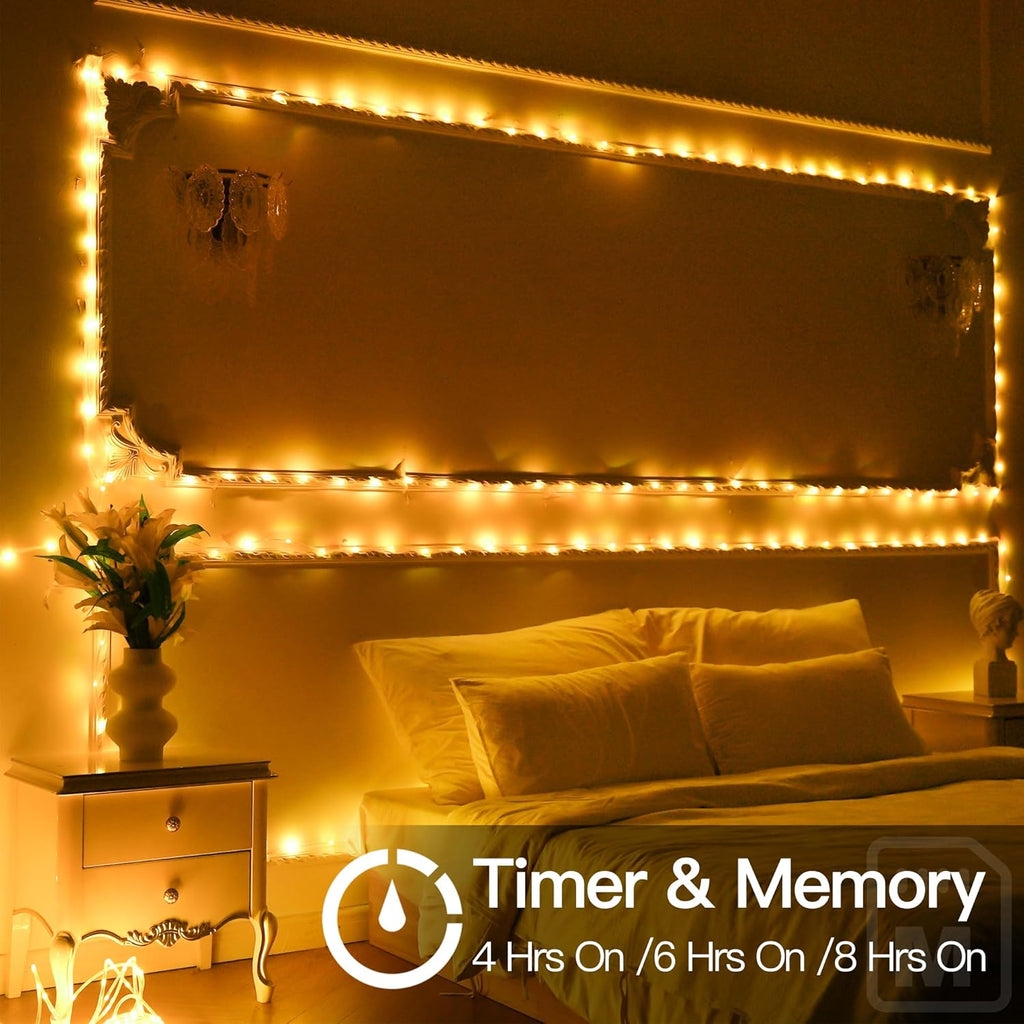 Skiennix 50ft LED Rope Lights - Waterproof 300 LED with Remote & Timer | Warm White for Indoor & Outdoor Use