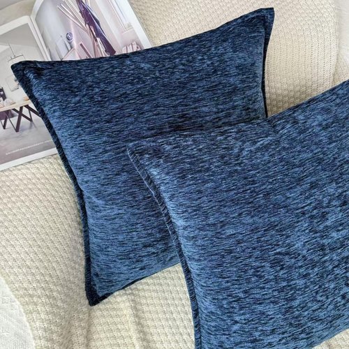 OYIMUA Soft Decorative Chenille Throw Pillow Covers Navy Blue 20x20 Set of 2 Boho Farmhouse Neutral Pillow Case for Couch Sofa Bedroom Living Room Home Decor Luxury Accent Pillows