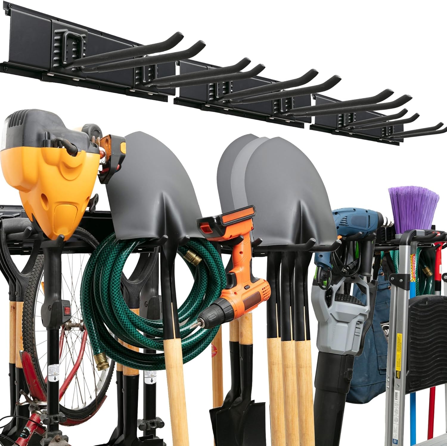 TIDYME Garage Tool Organizer - Sturdy Wall Mount Storage Rack with Adjustable Hooks | 48 Inches, 300lbs Capacity