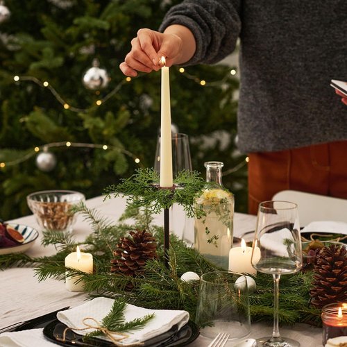 Canlierr Christmas Pine Taper Candle Rings - 12 Pack Mini Holders for Holiday Decor | 1.38 Inch
