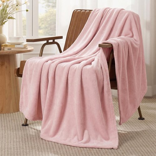 Bedsure GentleSoft Fleece Blanket - Cozy Pink Twin Size 300GSM Plush Warmth for Bed & Travel | 60x80 Inches