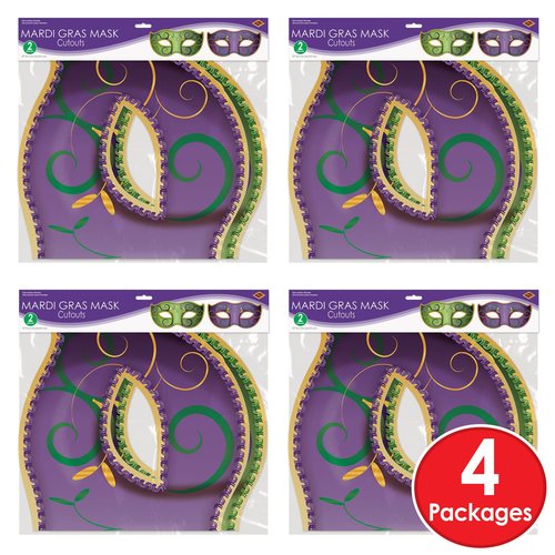 Beistle 8 Piece Jumbo Mardi Gras Decorations Masquerade Mask Cutouts New Orleans Party Décor