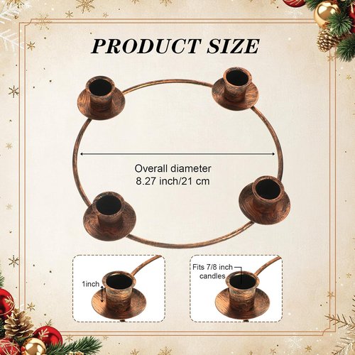 Chengu Christmas Advent Candle Holder - Elegant Metal Taper Stand for 4 Candles | Bronze Holiday Decor