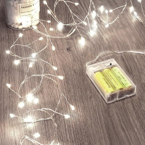 Fairy Lights - Waterproof Battery Operated String Lights | 5 Feet, 60 LED Silver Wire for DIY Decor