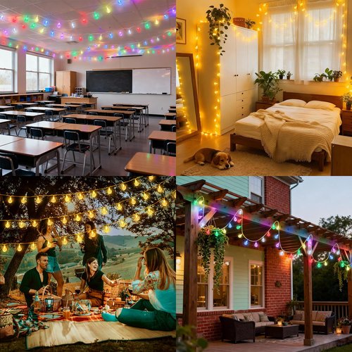 OMIKA 33FT 60LED Color Changing String Lights, APP Control Fairy Lights with Remote, Indoor Globe String Lights, Music Sync for Girl Gift Bedroom Tent Wedding Christmas Tree