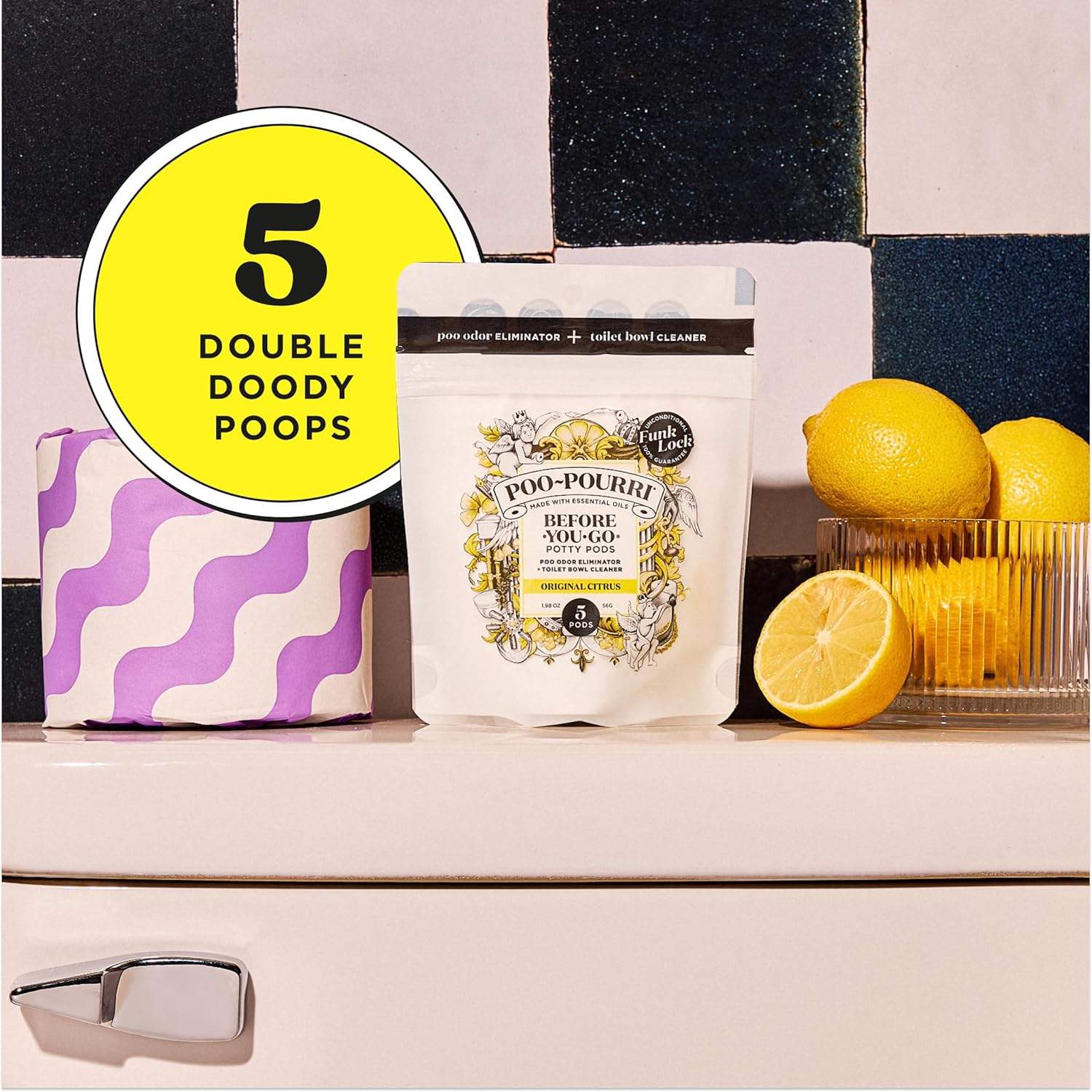 Poo-Pourri Before-You-Go Toilet Potty Pods - Original Citrus Scent, 5 Ct | Bathroom Odor Deodorizer & Cleaner
