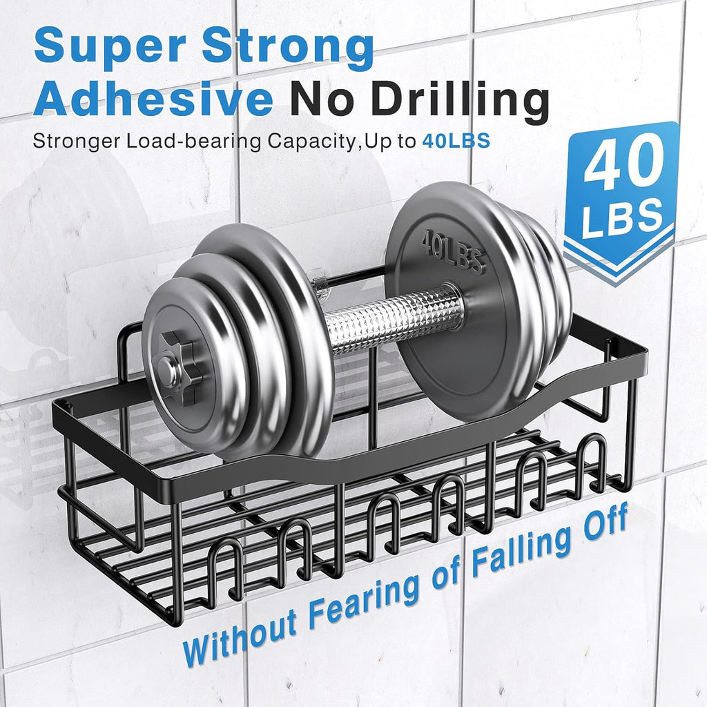 Skiennix Shower Caddy 2 Pack - Adhesive Bathroom Organizer with Large Capacity | Rustproof Stainless Steel