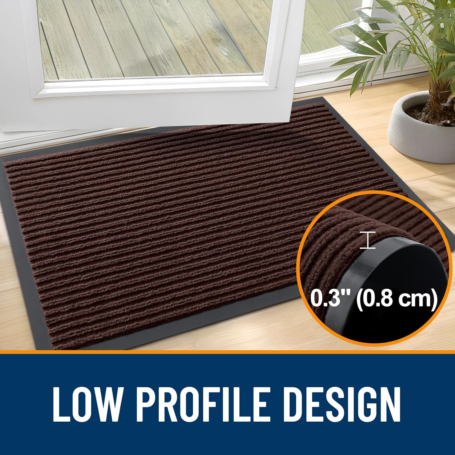 OLANLY Heavy Duty Waterproof Front Door Mat - 2-Pack 29.5 x 17 Inch, Fade Resistant, Easy Clean, Brown