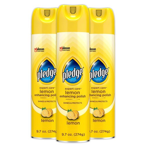 Pledge Enhancing Polish, Furniture & Wood Spray, Lemon Scent, 9.7oz (Pack of 3)