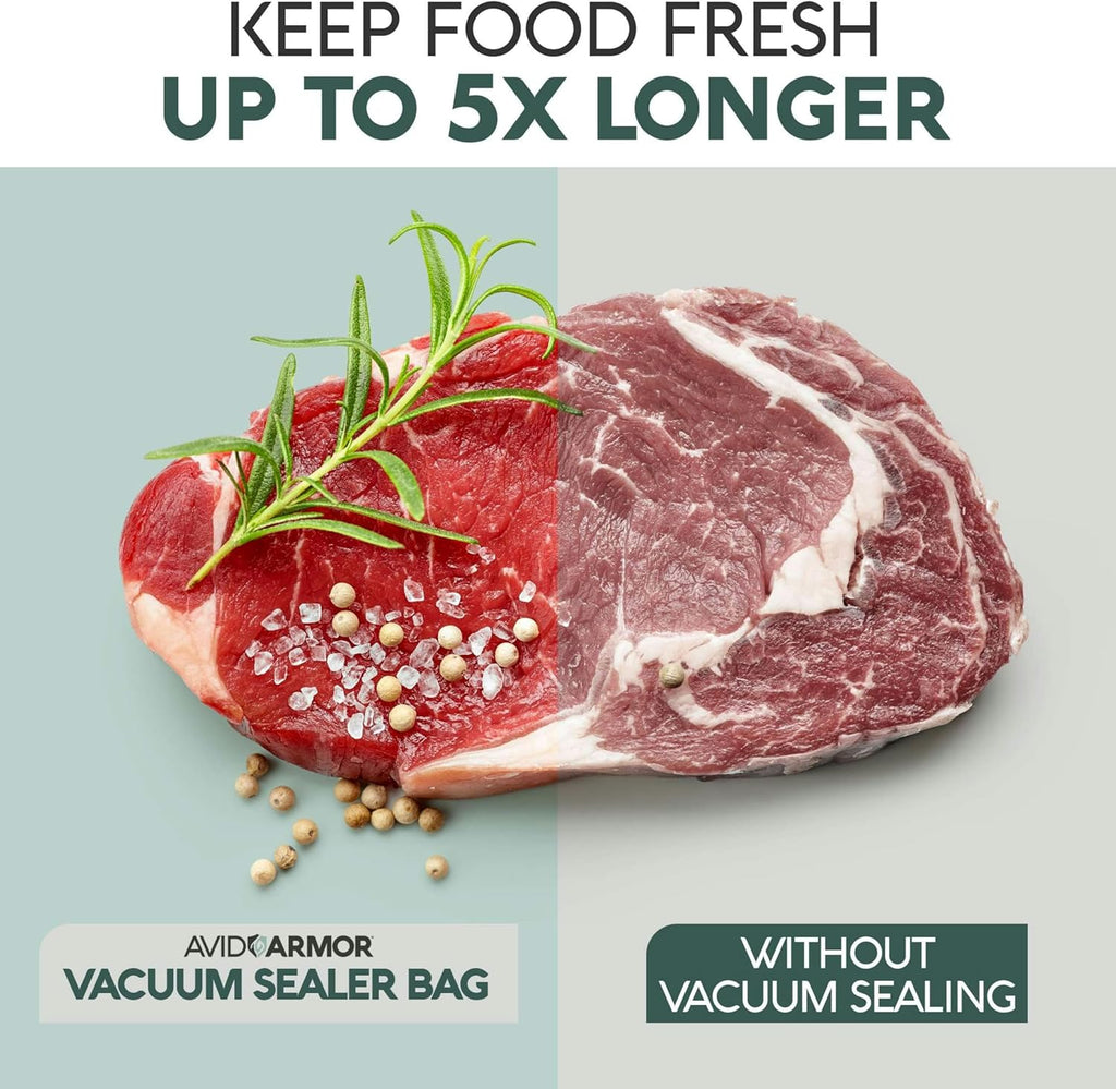 Avid Armor Vacuum Sealer Bags - Heavy Duty 8x25 Rolls | BPA-Free Food Storage & Sous Vide | 4 Pack