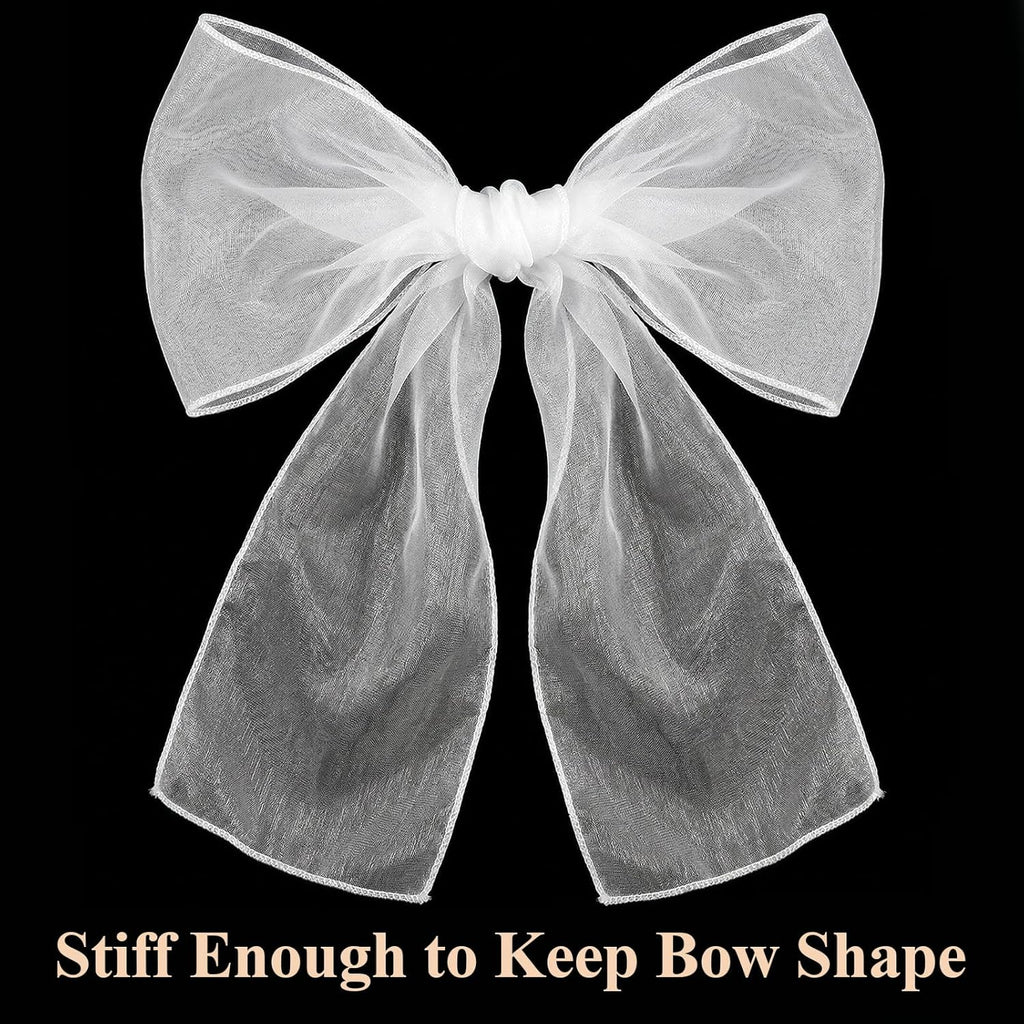 Tosnail Organza Chair Sashes - 30 Pack Tulle Bow Ties for Weddings & Parties | 108 x 6.7 Inches, White