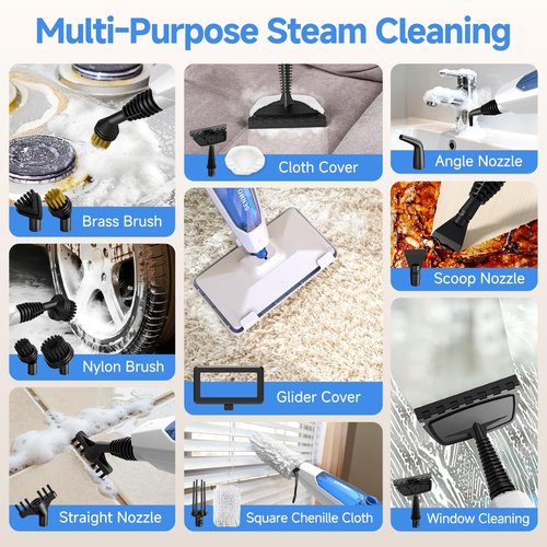 SENMO Steam Mop, 14-in-1 Detachable Steam Cleaner for Home and Floor, 1300W 228°F Deep Cleaning MultiPurpose Floor Steamer with 14 Attachments for Hardwood Floors, Tile, Grout, Furniture, Carpet, Wall