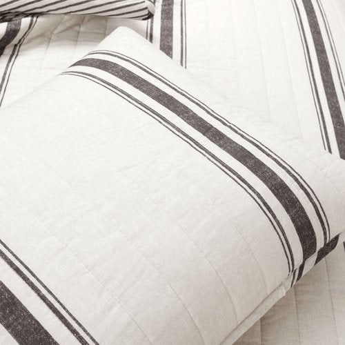 Lush Decor Farmhouse Stripe Reversible Cotton Quilt King Size 3 Piece Set Black - Farmhouse Bedding Set King Quilt - Striped Bedding