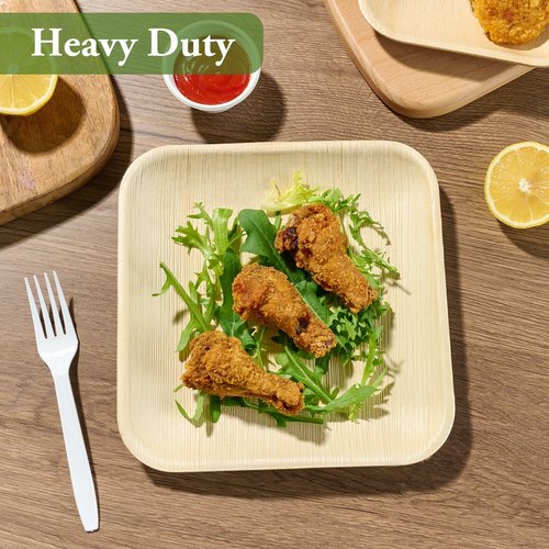 ECOLipak 6 Inch Compostable Palm Leaf Plate Like Bamboo Plate, 50 Pack Disposable Biodegradable Plates Suitable for Party, Dinner