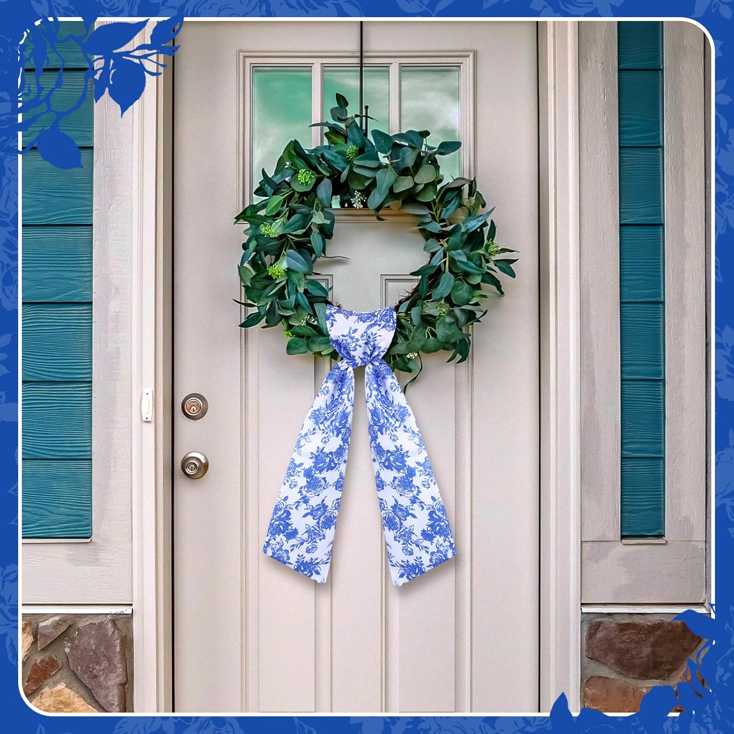 VitalCozy Floral Wreath Sash - Elegant Satin Ribbon for Embroidery Monogram | Indoor/Outdoor Decor