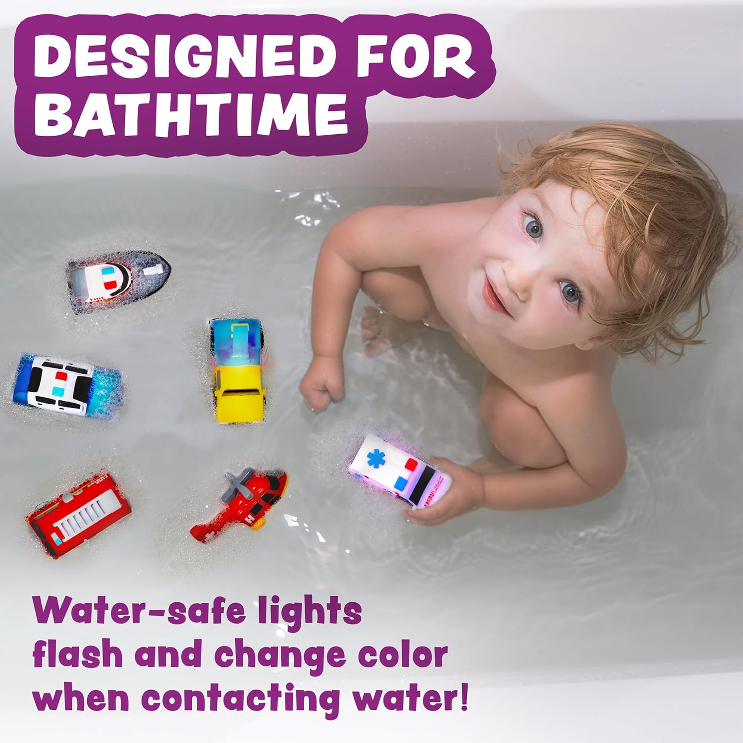 Tub Works® Light Up Bath Toys - 6 Pack Water-Activated Color Changing Sensory Toys for Kids
