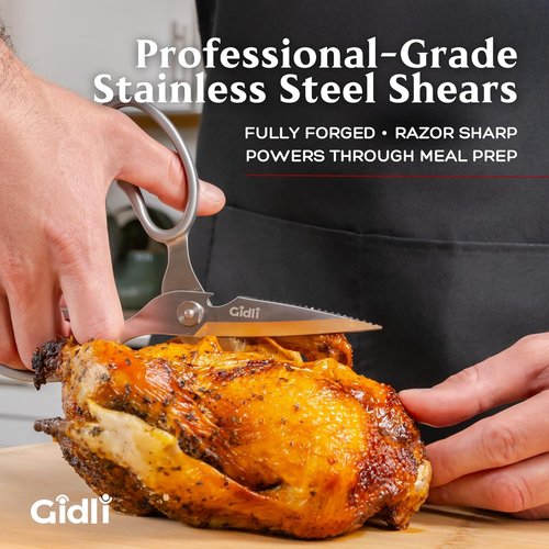 Gidli Premium Kitchen Scissors - Heavy Duty Stainless Steel Shears | Dishwasher Safe & Easy to Clean