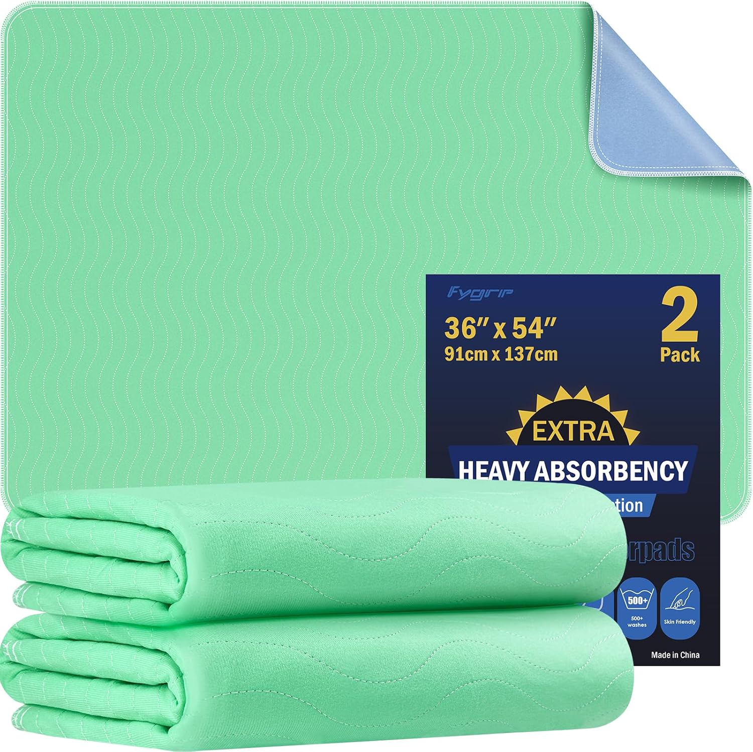 Regine Switzerland 2-Pack Waterproof Washable Underpads - Extra Heavy Absorbency for Incontinence & Pet Care