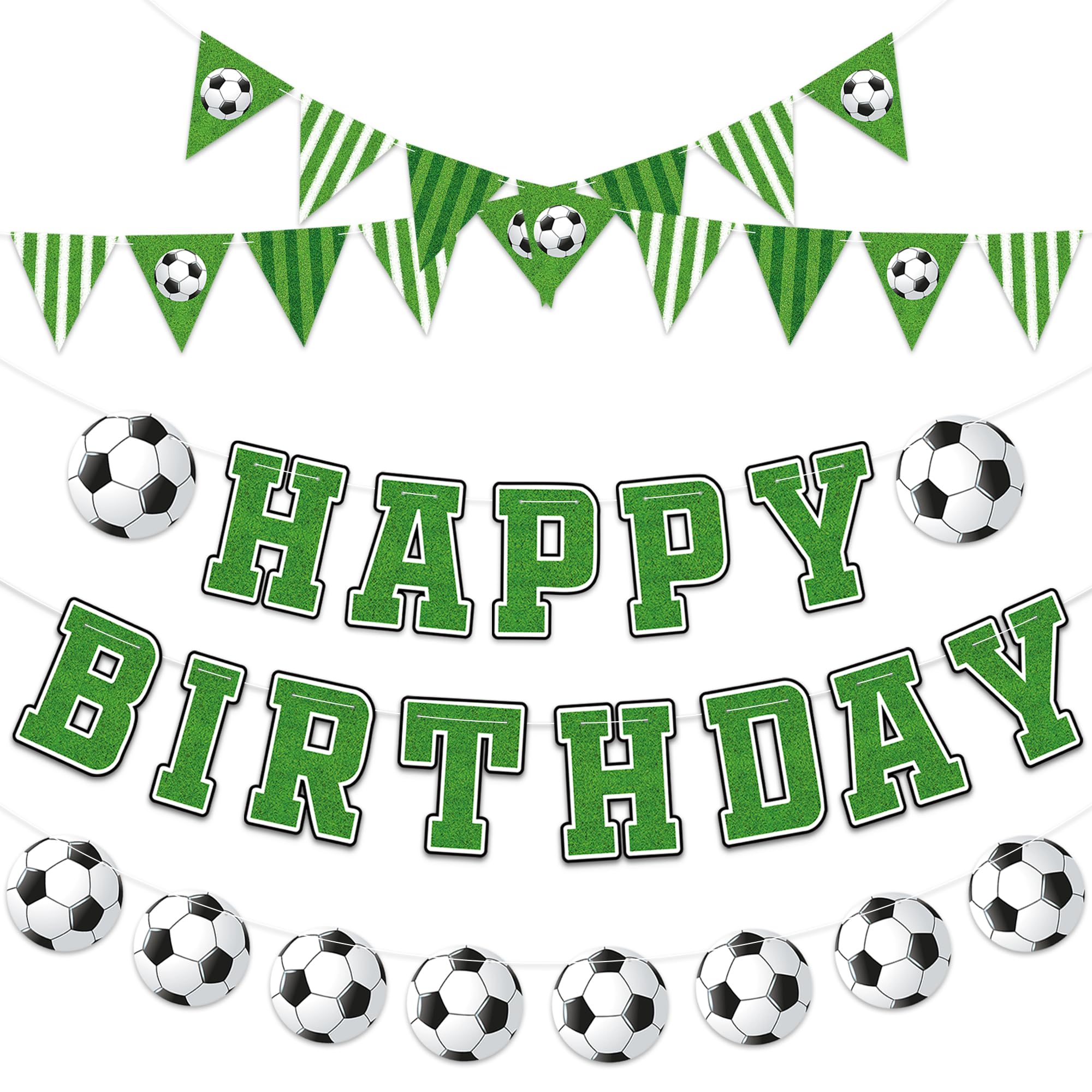 Soccer Happy Birthday Banner Soccers Sports Paper Garland Soccer Pennant Bunting Flag Decor Soccers Happy Birthday Party Decorations for Kids Boys and Girls Sports Football Birthdays Party Supplies