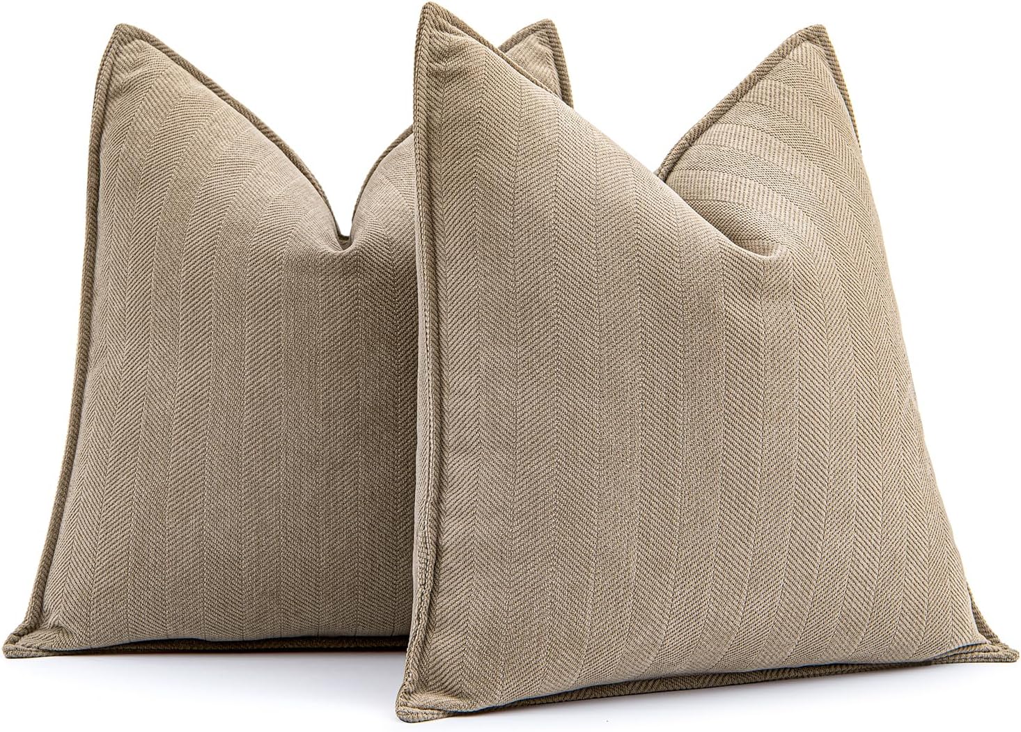 MIULEE Decorative Pillow Covers - Soft Chenille 20x20 Inch Khaki Cushions for Elegant Home Decor | Set of 2