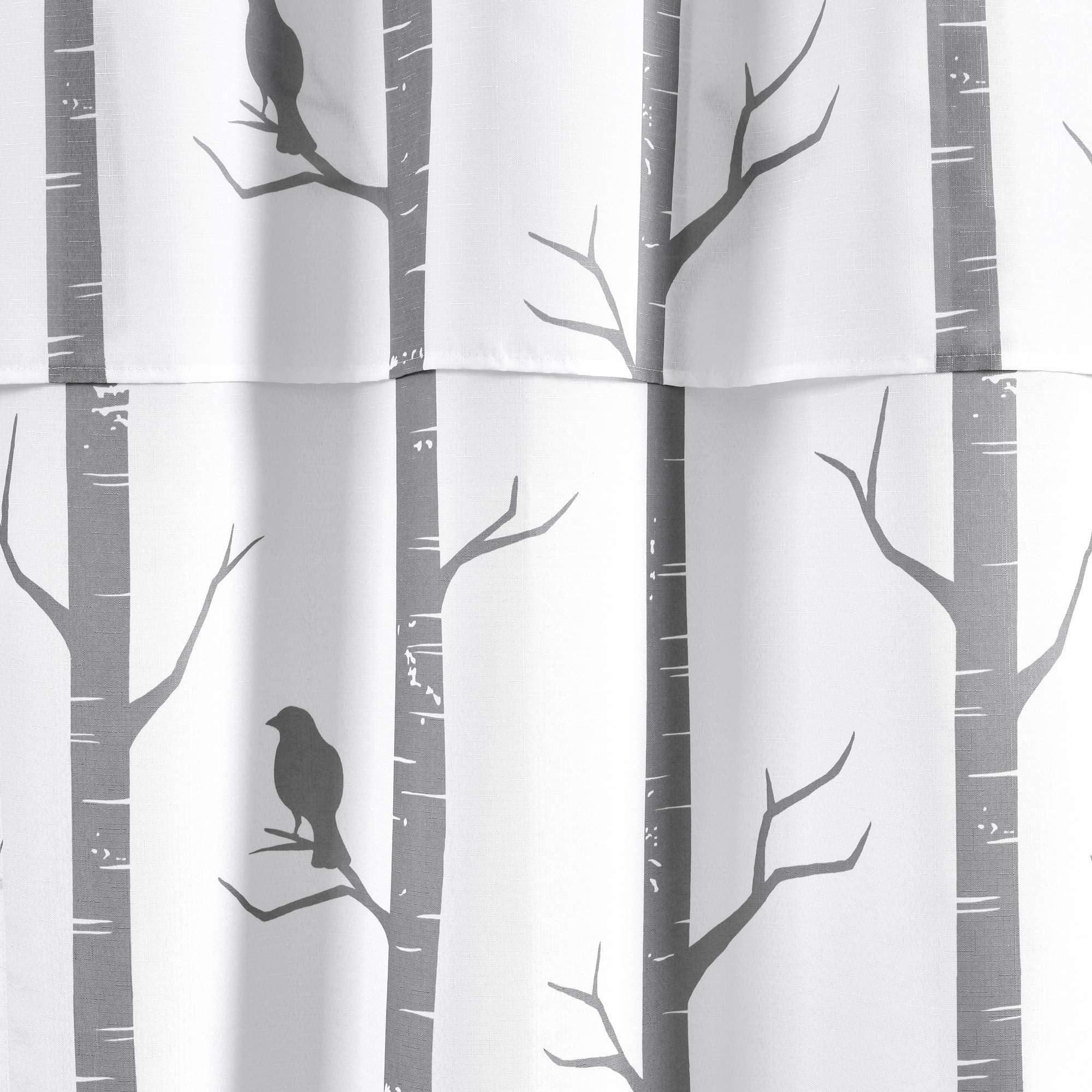 Lush Decor Bird On The Tree Double Swag Shower Curtain with Peva Lining & Rings, Gray, 16 Pieces