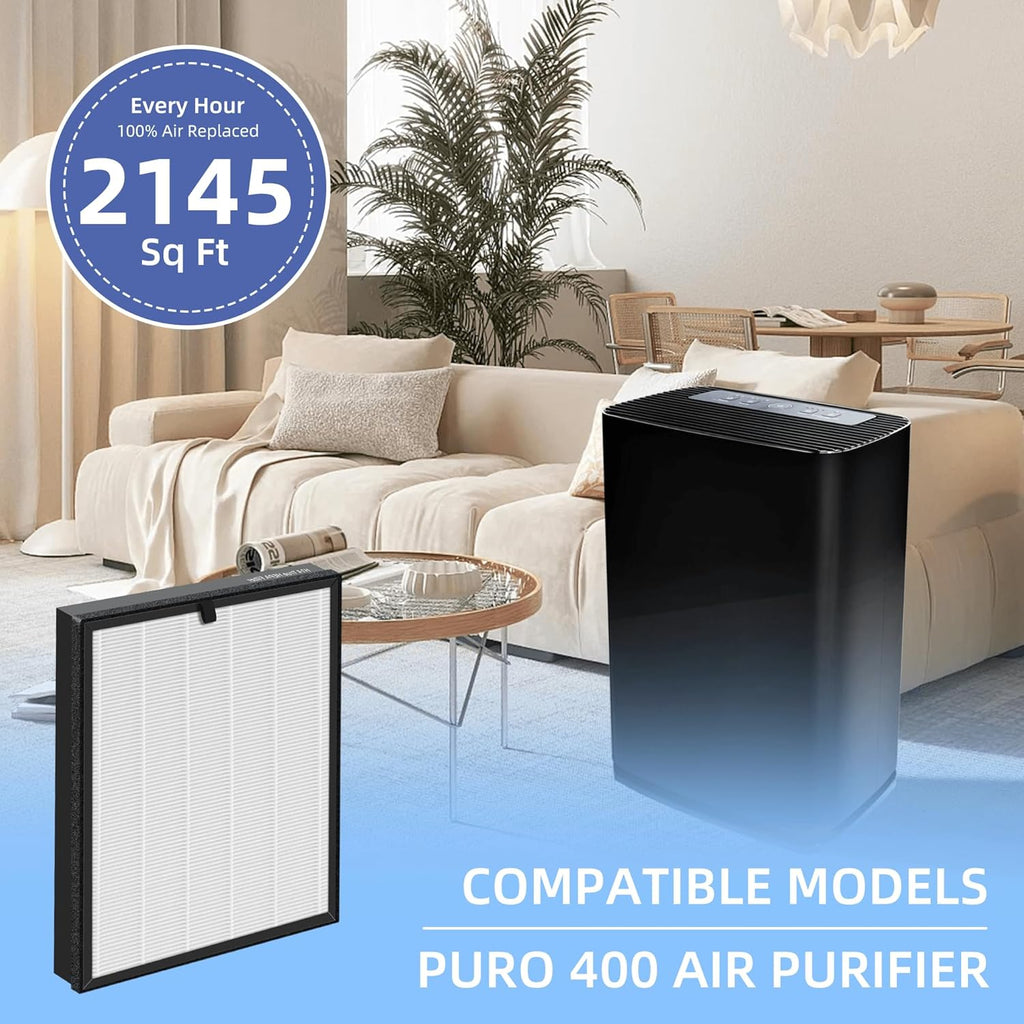 Puro 400 True HEPA 14 Replacement Filter - 3-in-1 High-Efficiency Activated Carbon | 2 Pack