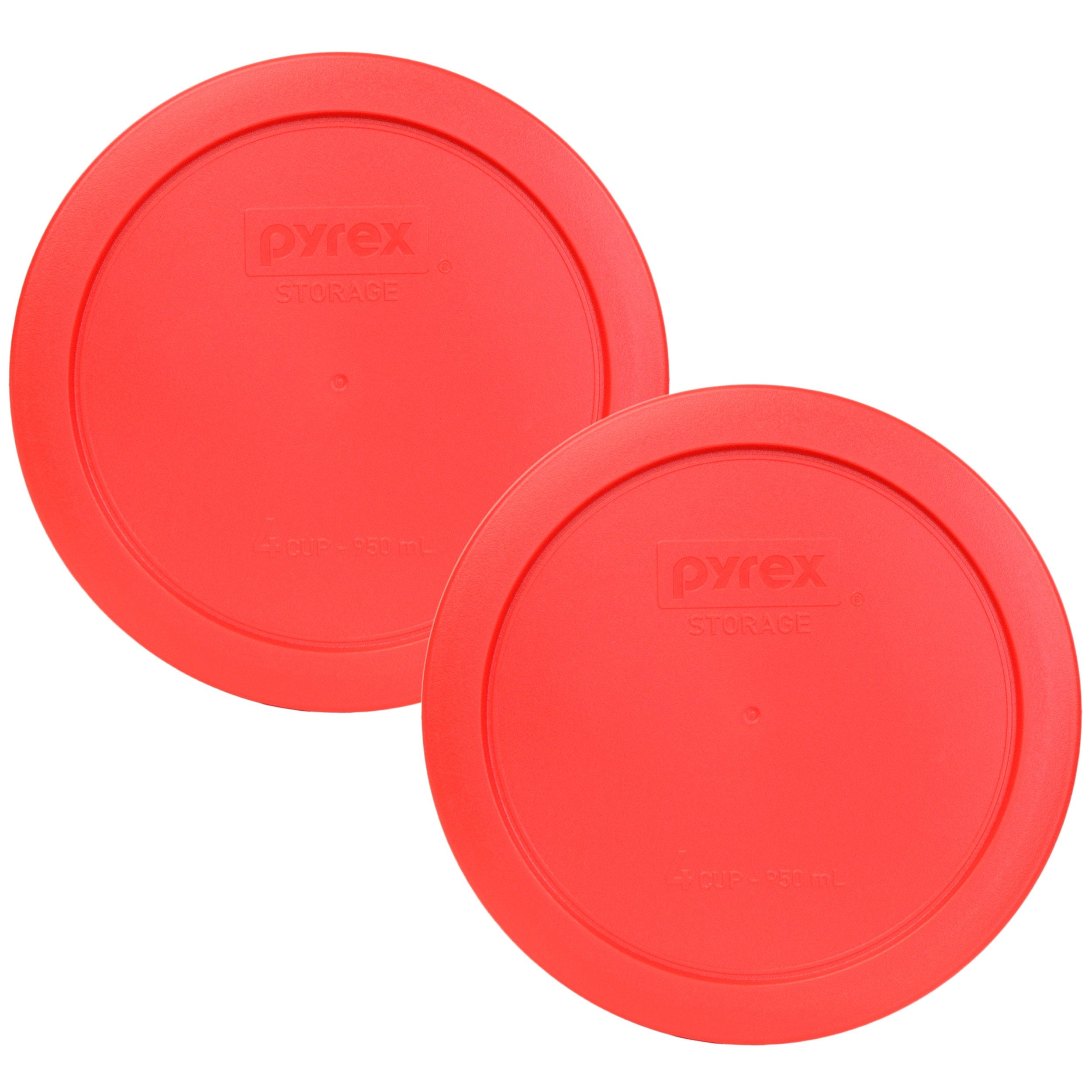 Pyrex 7201-PC 4 Cup Red Food Storage Replacement Lid (2-Pack) - Made in USA