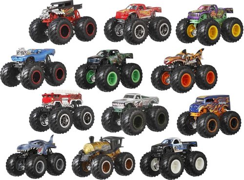Hot Wheels Monster Trucks - Set of 12 Die-Cast Toy Trucks for Kids & Collectors | 1:64 Scale