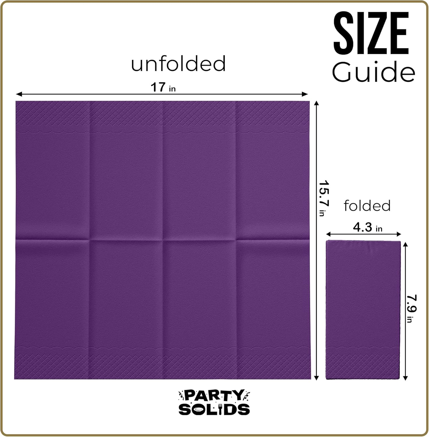 Party Solids Purple Dinner Napkins - 40 Pcs 2-Ply Disposable Paper Napkins for Events & Everyday Use
