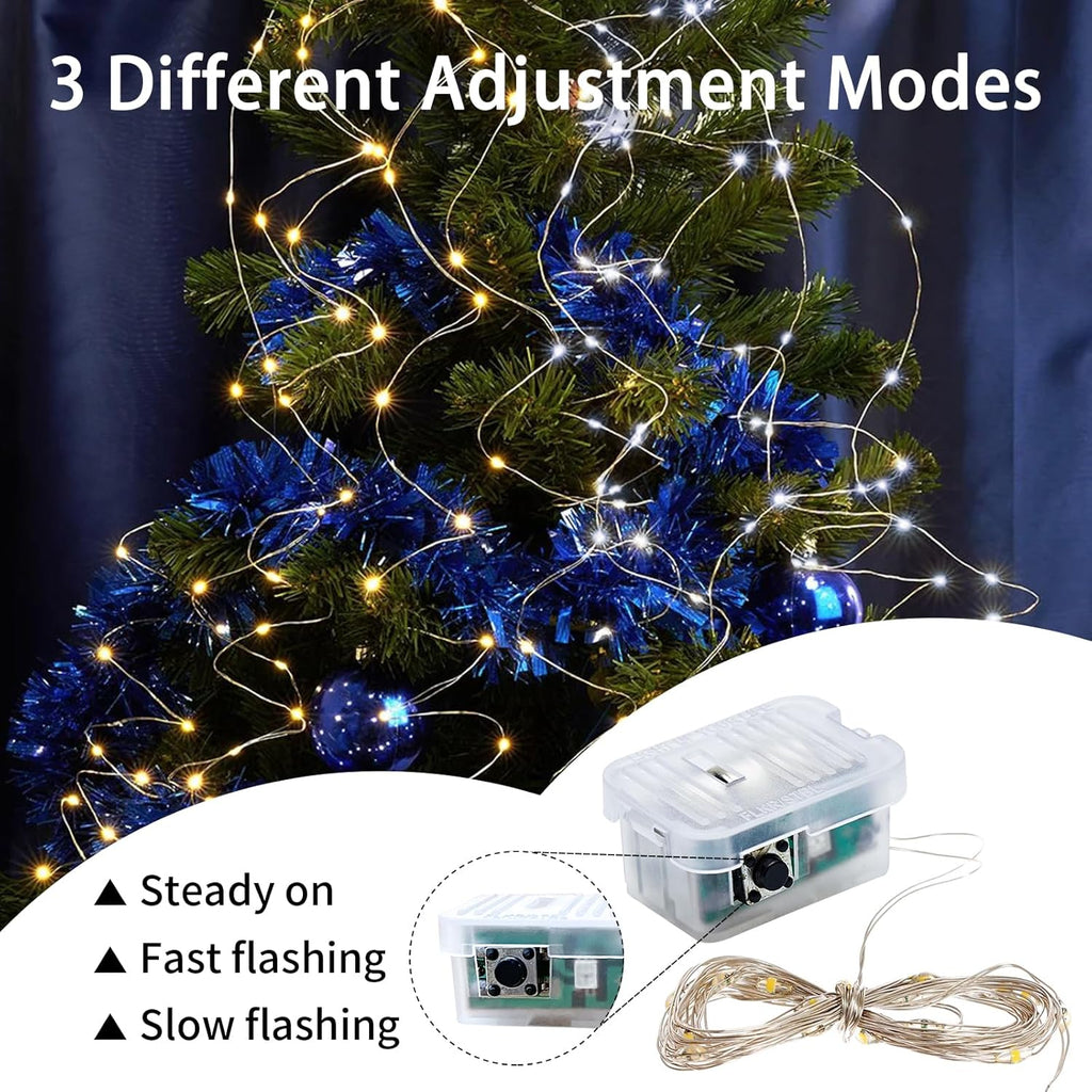Skiennix 20 LED Fairy String Lights - 7Ft Waterproof Twinkle Lights for Parties & Weddings | Warm White