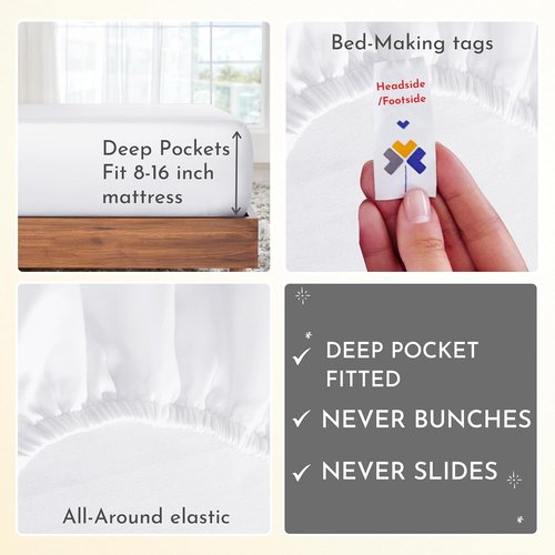 California Design Den Twin Sheet Sets - 400 Thread Count 100% Cotton Sateen, Deep Pocket | Bulk Pack of 6 (White)