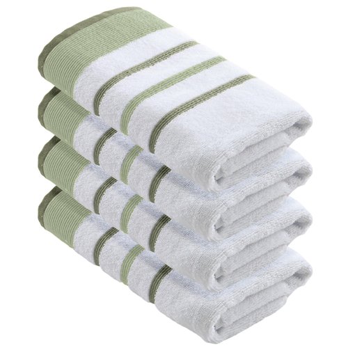 Great Bay Home Decorative Hand Towel Set - Cotton 4 Pack 26x16 Hand Towel Set - Durable Towels for Bathroom Decor (Desert Sage Green/Moss Green)