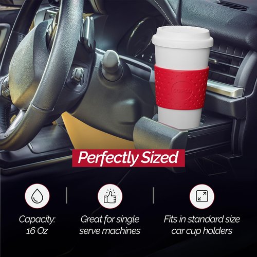 Copco Insulated Travel Mug, Coffee Cup with Lid, 16oz Tumbler, Double Wall To-Go Cup, for Travel, Office, School, Camping, BPA-Free Reusable Plastic, Acadia, Cherry Red