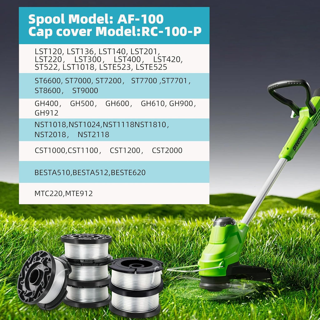 Black and Decker String Trimmer Line - AF-100 Replacement Spool, 30ft 0.065" | 6 Spools, Caps & Springs