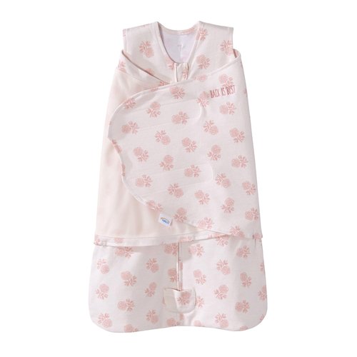 HALO 100% Cotton Sleepsack Swaddle - 3-Way Adjustable Wearable Blanket, TOG 1.5, Watercolor Rose Toss Blush | Newborn 0-3 Months