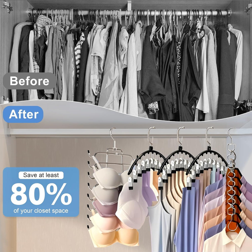 Skiennix 5-Pack Legging Organizer - Space-Saving Closet Hangers with 30 Clips & Tank Top Hanger