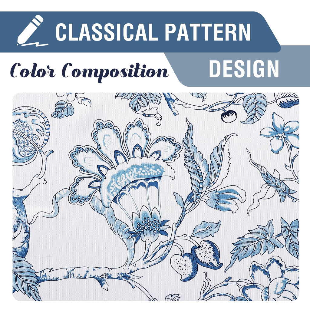 H.VERSAILTEX Blackout Curtains 84 Inch Length 2 Panels Set Floral Print Curtain Drapes for Living Room Thermal Insulated Grommet Window Curtains for Bedroom - Traditional Floral in Storm Blue