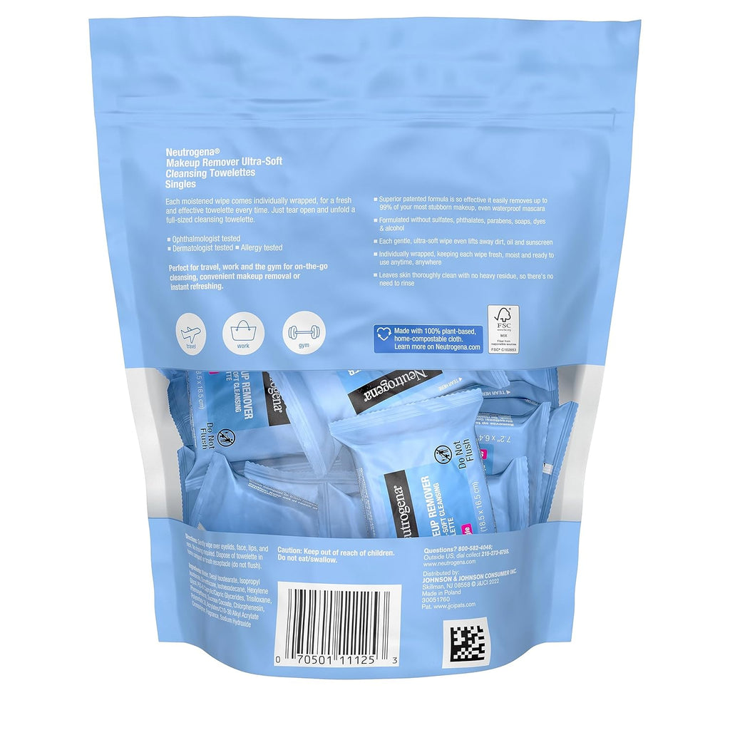 Neutrogena Makeup Remover Wipes - Alcohol-Free Daily Cleansing Towelettes | 20 Count Pack