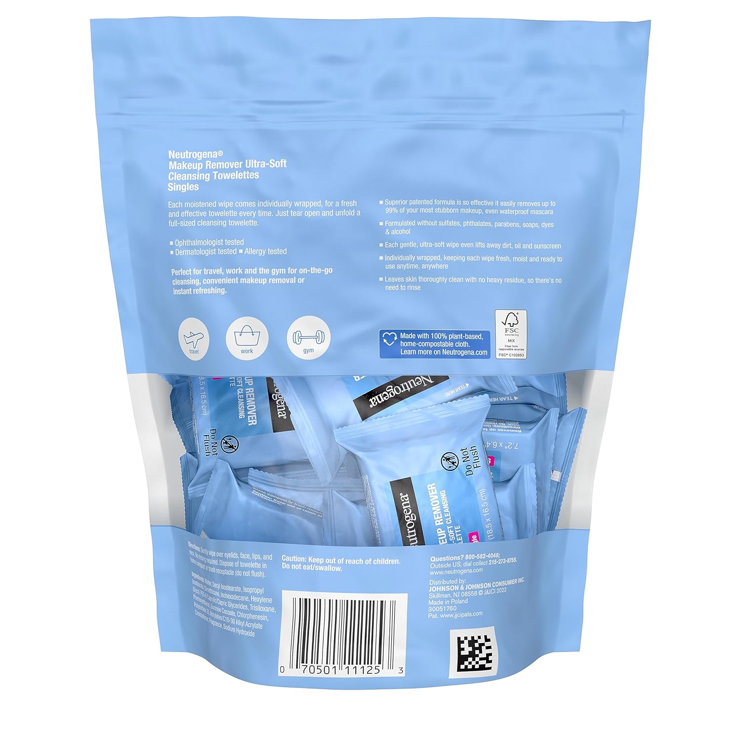 Neutrogena Makeup Remover Wipes - Alcohol-Free Daily Cleansing Towelettes | 20 Count Pack