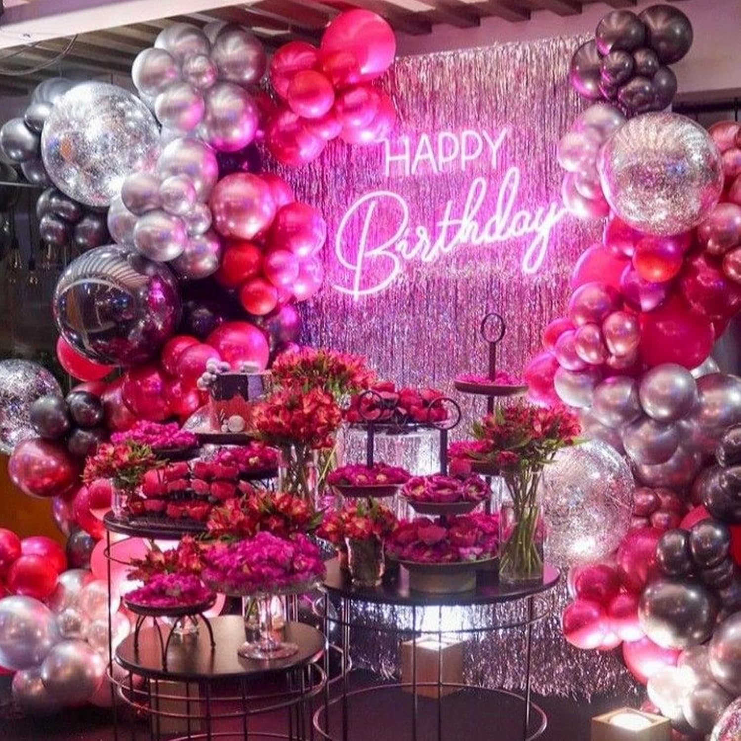 PartyWoo Hot Pink Pearl Balloons - 140pcs in 5-18 Inch Sizes | Perfect for Bridal, Baby Showers & Birthday Parties