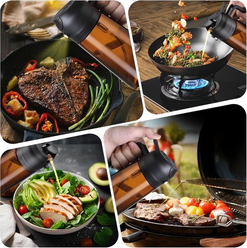 LAKUMIQI Olive Oil Sprayer | 2-in-1 Glass Dispenser & Mister – 16oz, Non-Aerosol, Leak-Resistant for Cooking & BBQ
