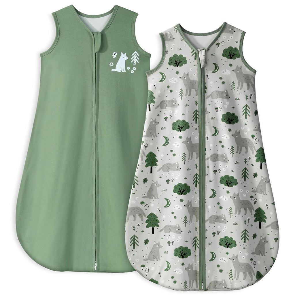 Yoofoss Baby Sleep Sack | 100% Organic Cotton 2-Pack | 6-12 Months, TOG 1.0, Lightweight & 2-Way Zipper