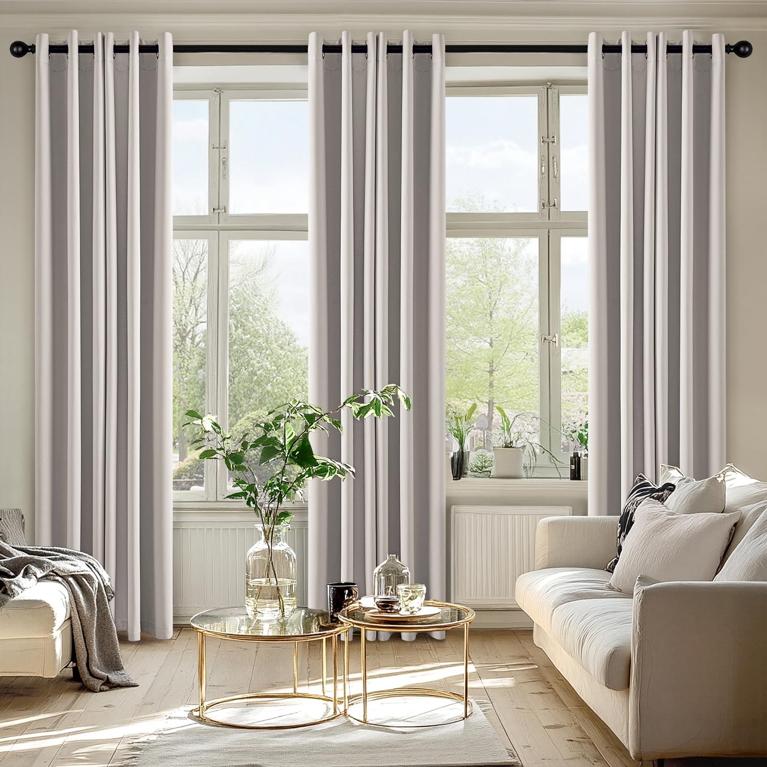 MIULEE Blackout Curtains - Thermal Insulated Room Darkening Drapes | 84-Inch, 2 Panels, Cobblestone Color